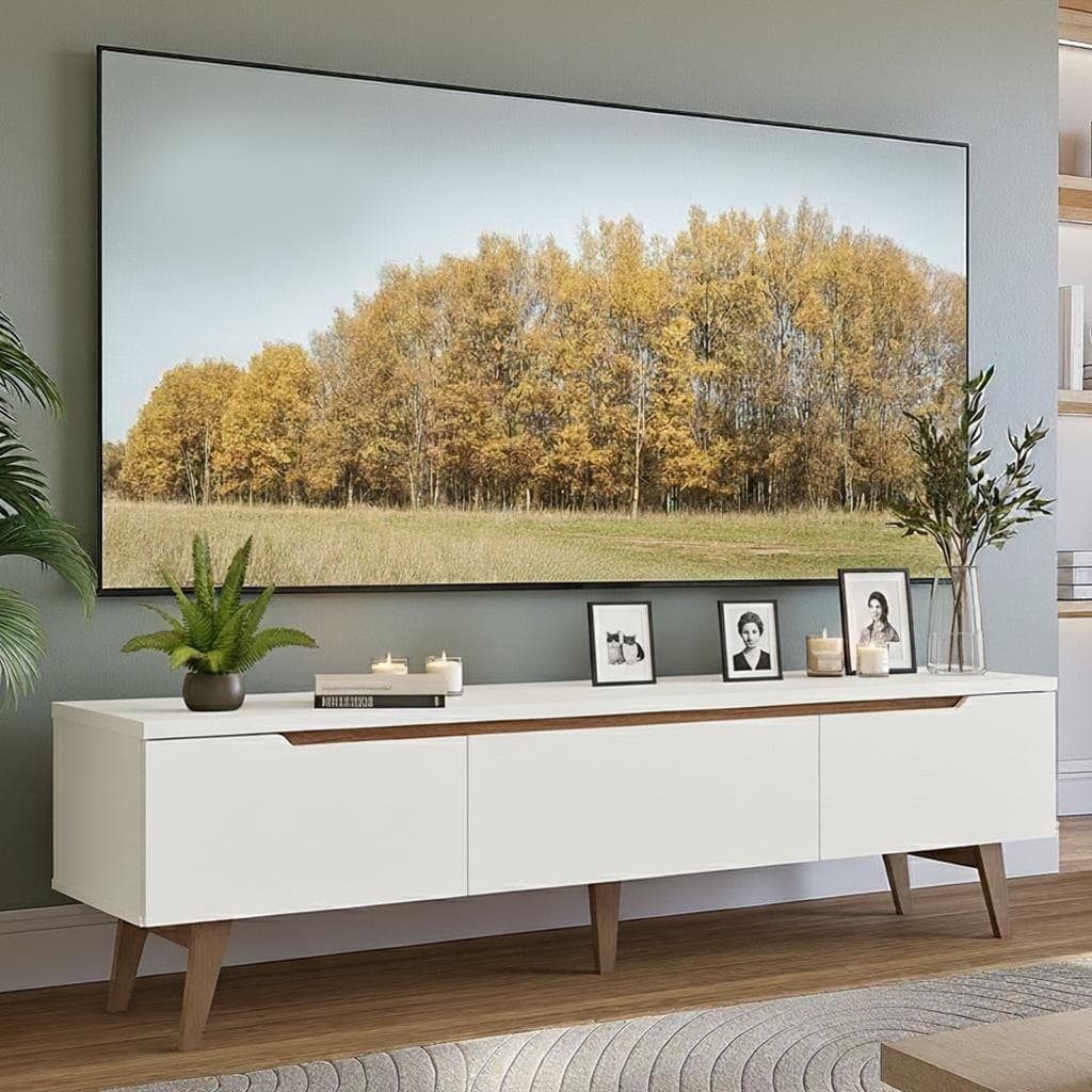 Rack para TV até 80 Polegadas 180cm 2 Portas 1 Gaveta Branco/Rustic Toronto Madesa