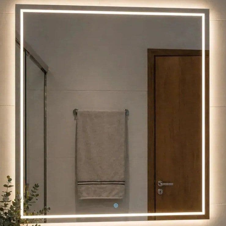 Espelho Grande 60x40 Jateado com Touch Bivolt e LED 3 Cores