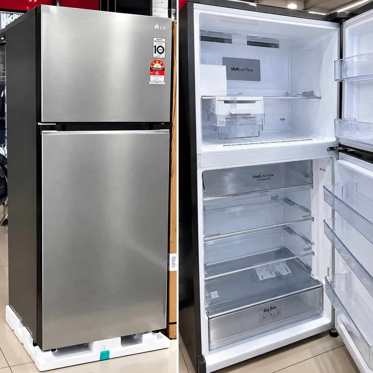Geladeira LG Frost Free Inverter 395L Duplex Inox Look