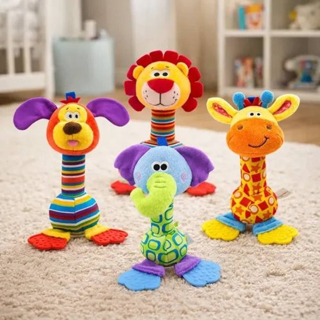 Chocalho Mordedor Bebê Pelúcia Brinquedo Sensorial Infantil Leão