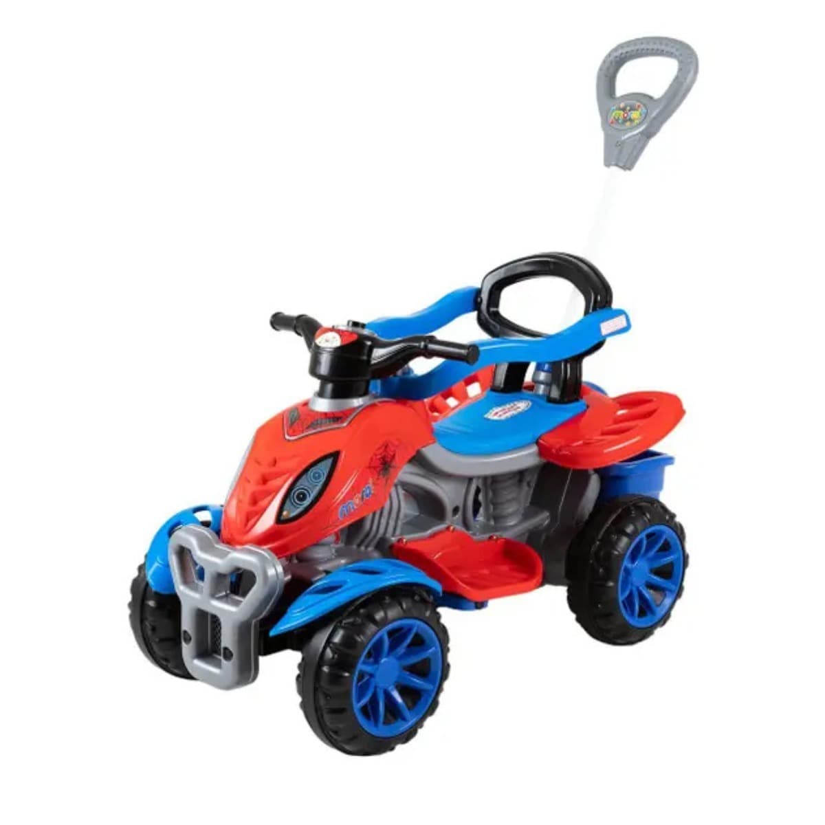 Quadriciclo Infantil a Pedal Vermelho e Azul Spider Maral com Empurrador